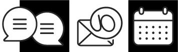 calendar, email chat icons